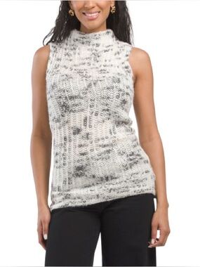 Zara Mock Neck Alpaca Wool Blend Sleeveless Sweater